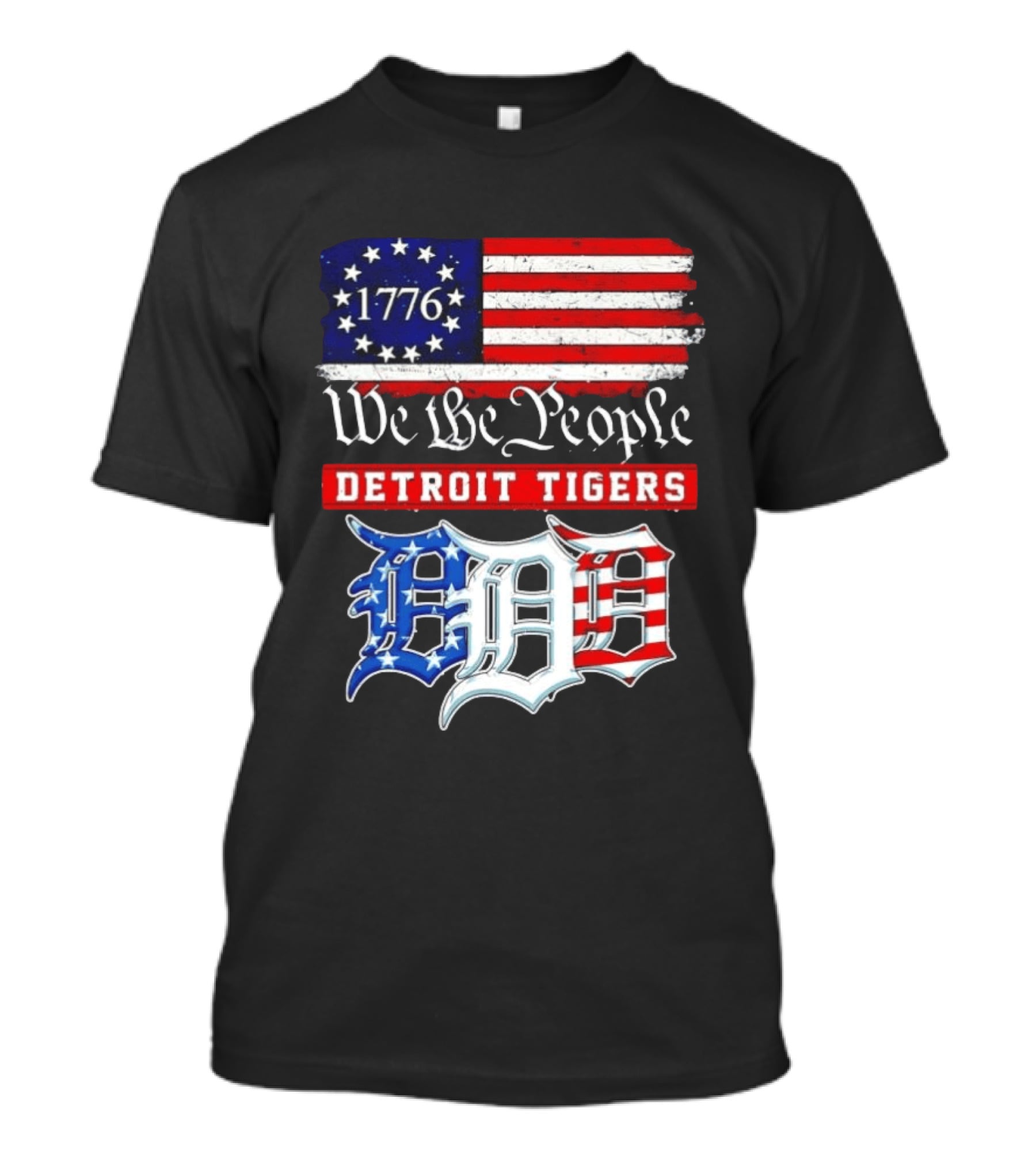 Detroit Tigers MLB 1776 We The People 250th Anniversary American Flag USA Baseball T-Shirt