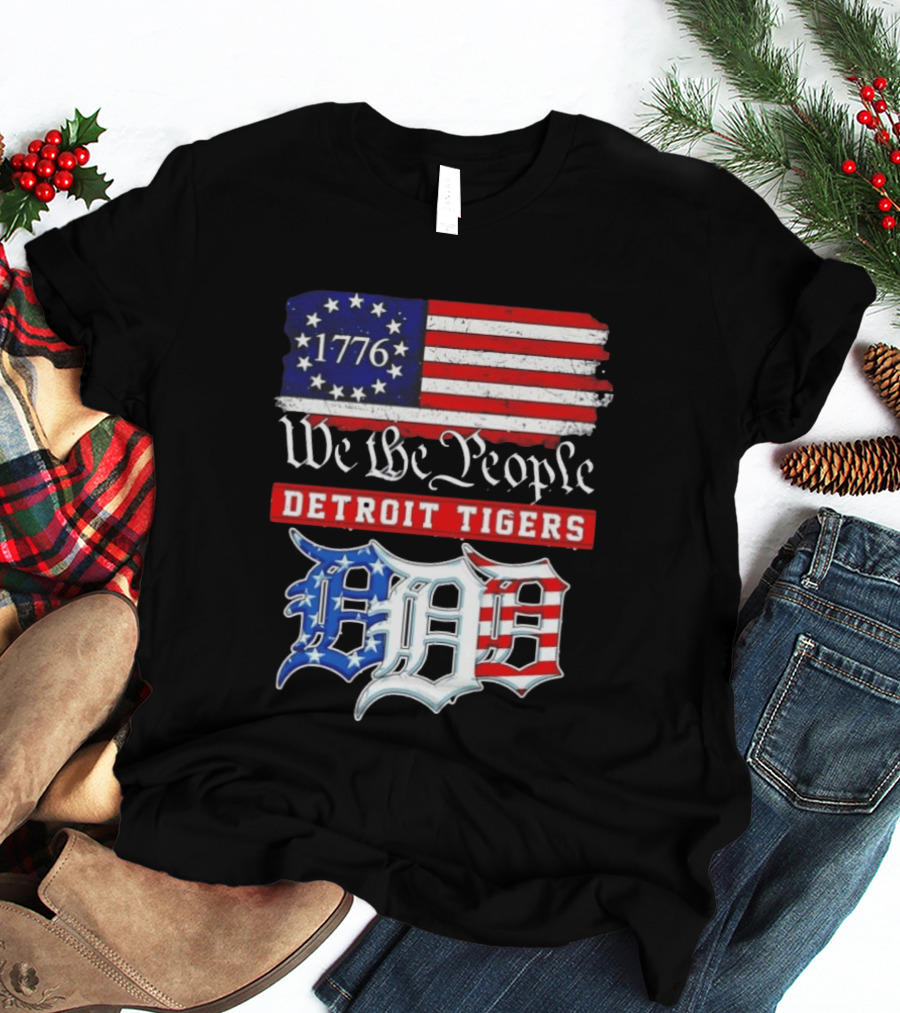 Detroit Tigers MLB 1776 We The People 250th Anniversary American Flag USA Baseball T-Shirt
