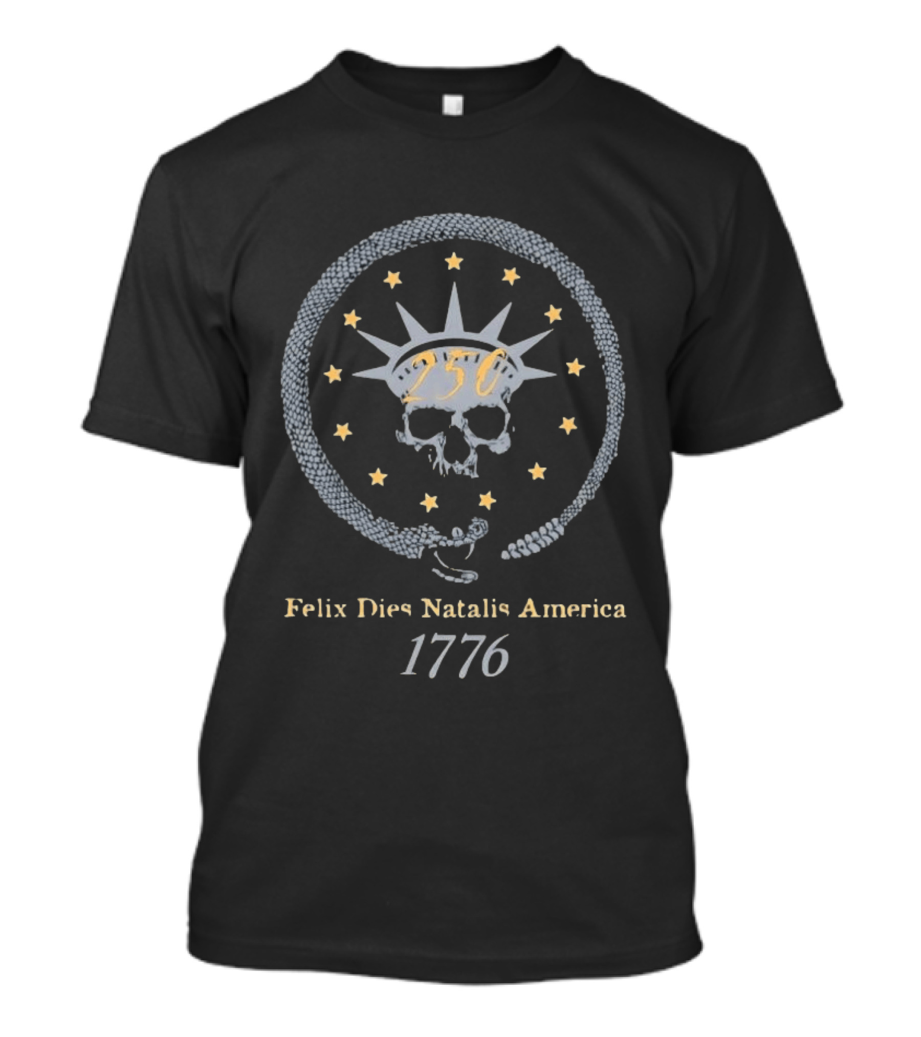 Felix Dies Natalis America 250 Skull 1776 Stars And Snake Circle T-Shirt