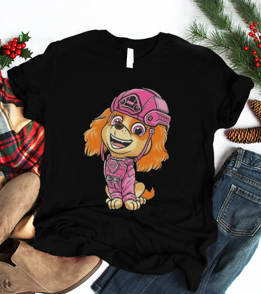 Paw Patrol Skye Air Rescue Pup In Pink Helmet And Suit T-Shirt