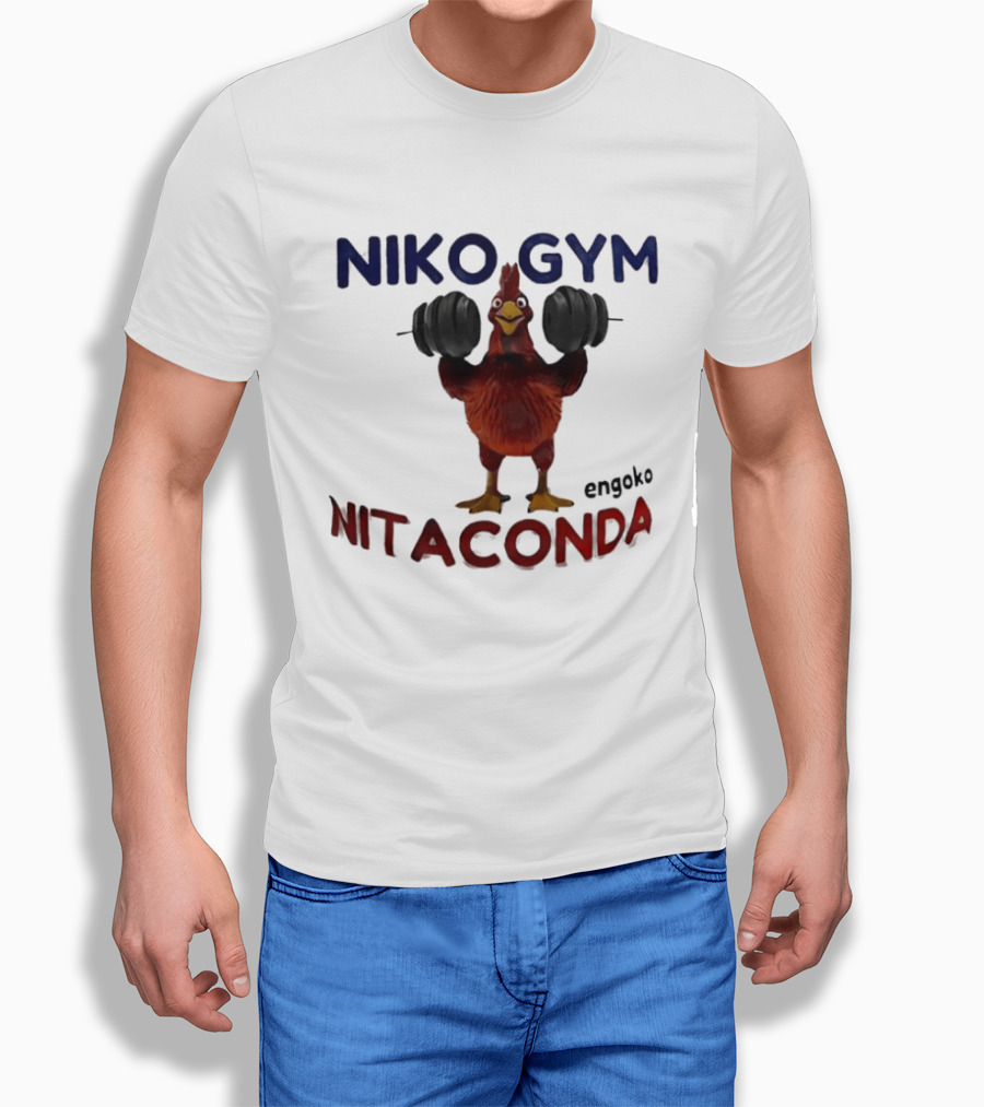 Niko Gym Engoko Nitaconda Rooster Lifting Weights Fitness Fun T-Shirt