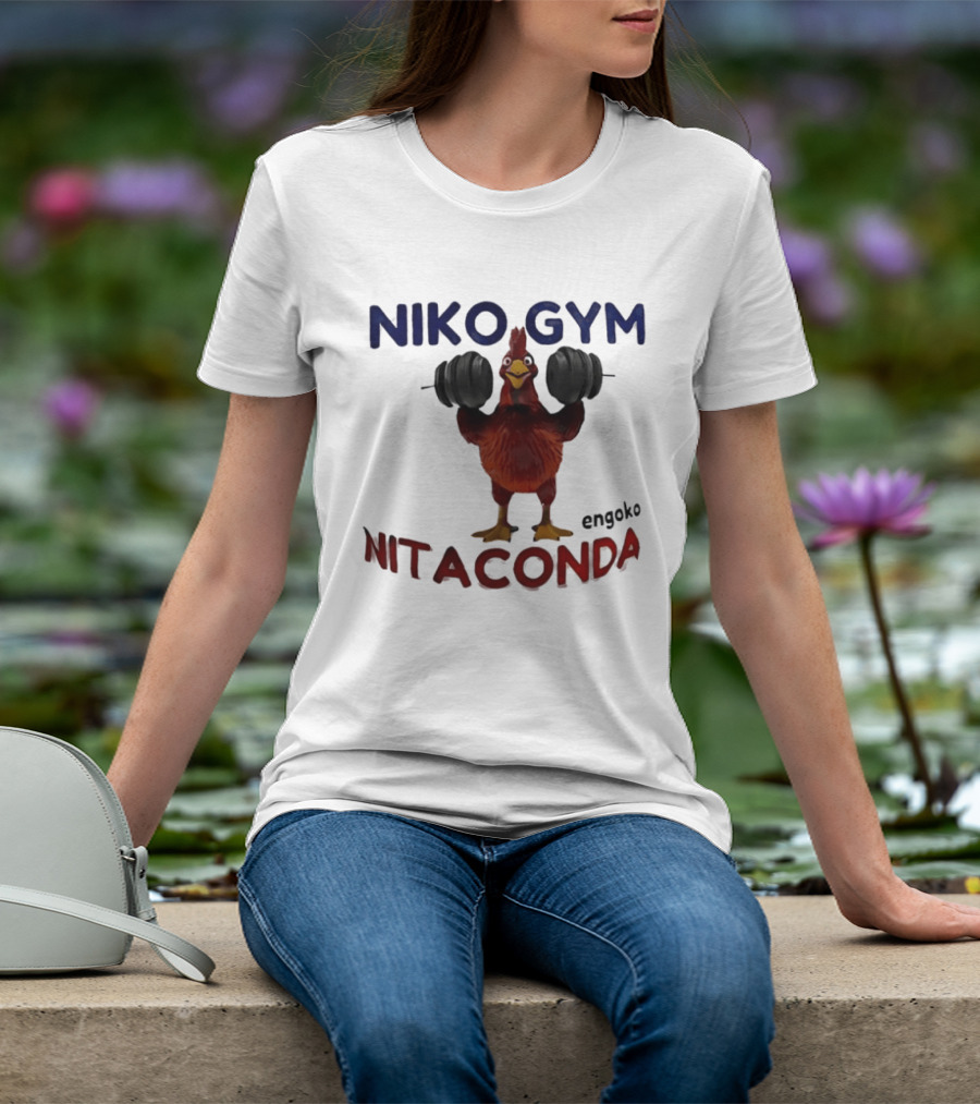 Niko Gym Engoko Nitaconda Rooster Lifting Weights Fitness Fun T-Shirt