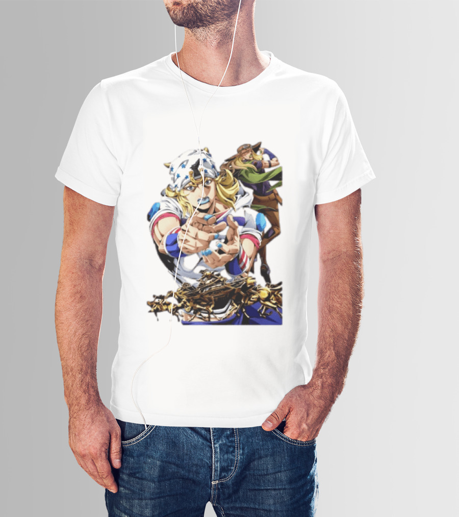 Steel Ball Run JoJo's Bizarre Adventure Gyro Zeppeli And Johnny Joestar Anime Characters T-Shirt