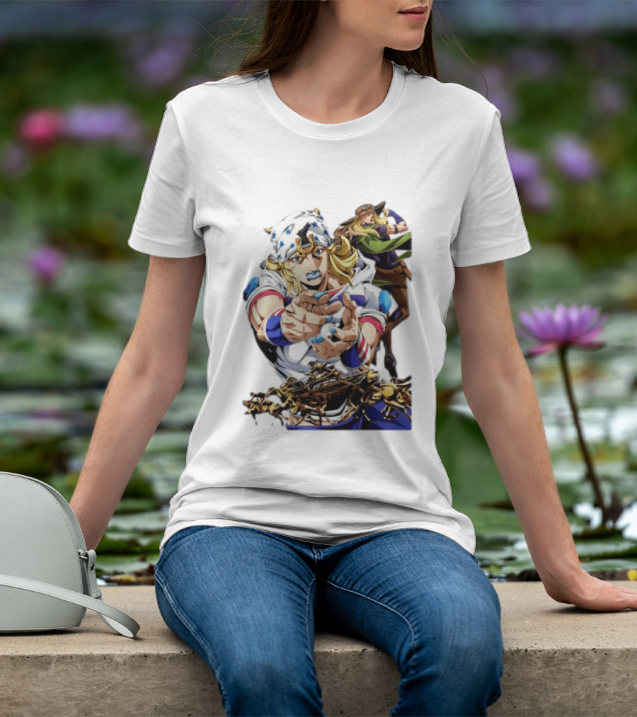Steel Ball Run JoJo's Bizarre Adventure Gyro Zeppeli And Johnny Joestar Anime Characters T-Shirt