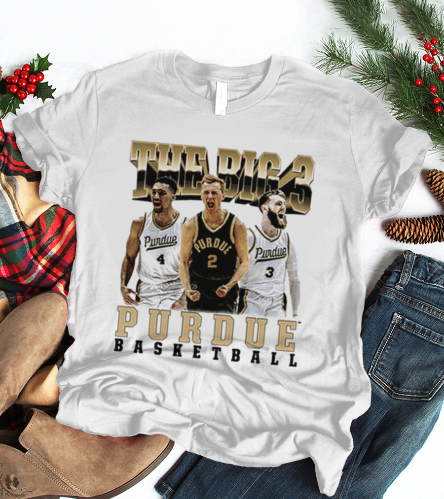 Purdue Basketball The Big 3 Player Collage T-Shirt