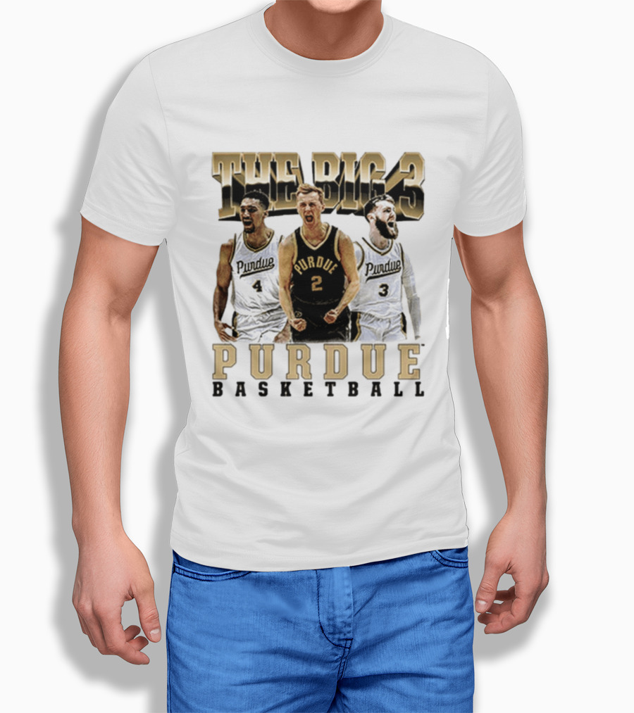 Purdue Basketball The Big 3 Player Collage T-Shirt