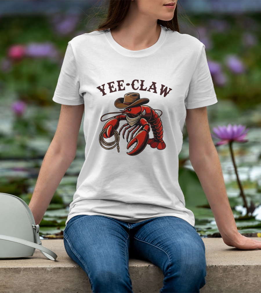 Yee Claw Lobster Cowboy Western Crawfish T-Shirt