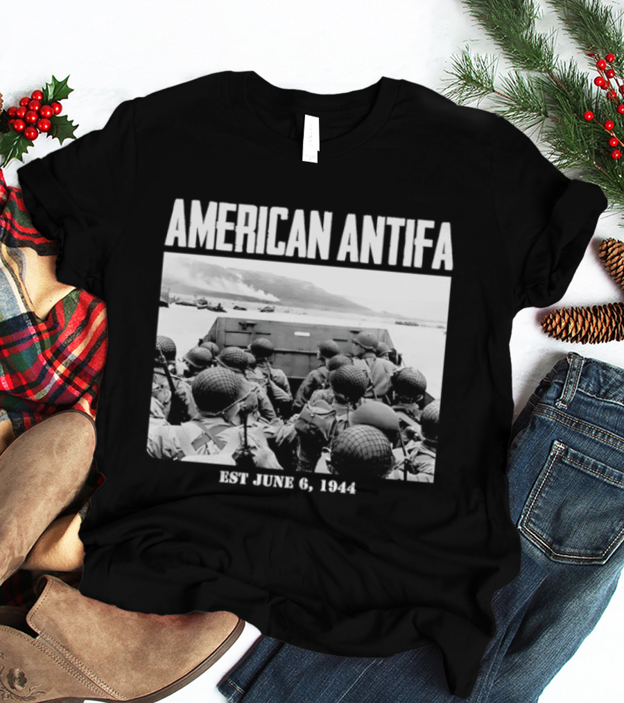 American Antifa Est June 6 1944 D Day Historical Reference T-Shirt