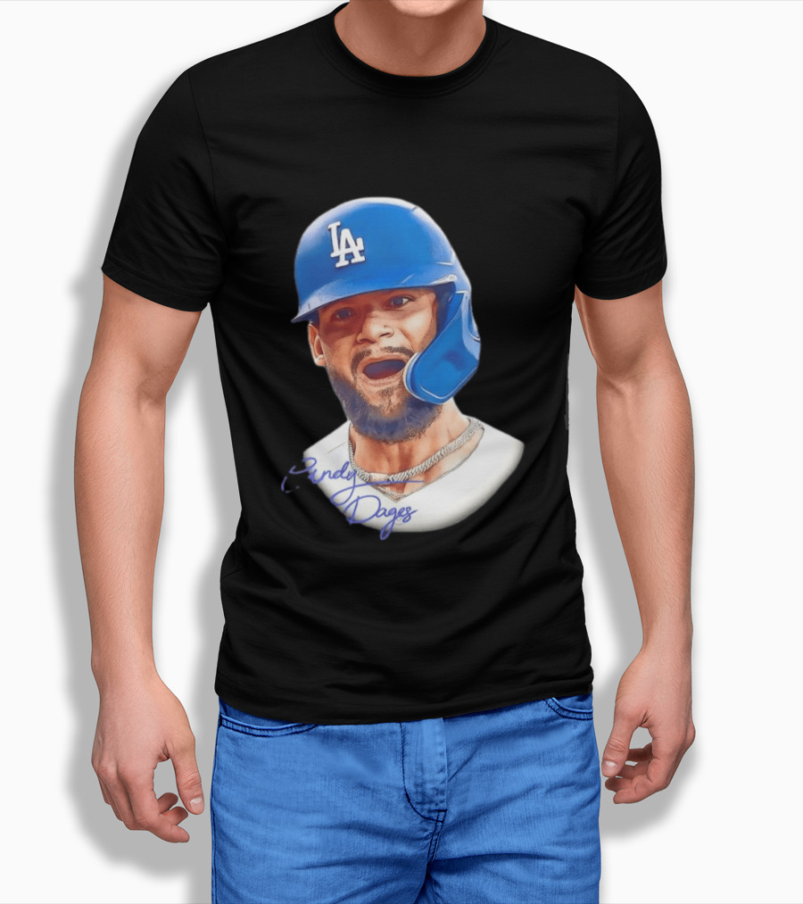 Andy Pages Los Angeles Dodgers MLB 2026 Big Face LA Helmet T-Shirt