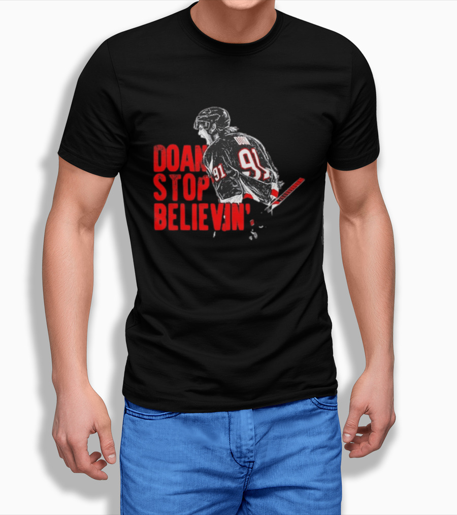 Josh Doan Stop Believin' Number 91 NHL Hockey T-Shirt