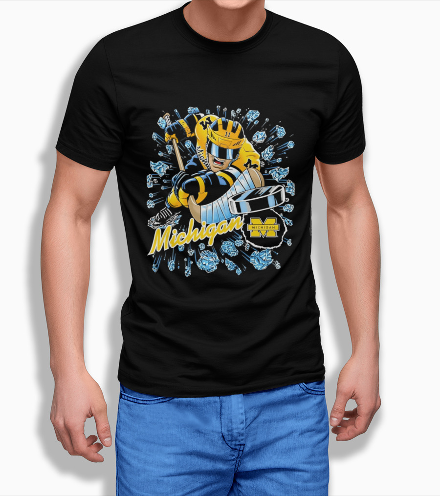 Michigan Wolverines Hockey Player Caricature 2026 Michigan M Team T-Shirt