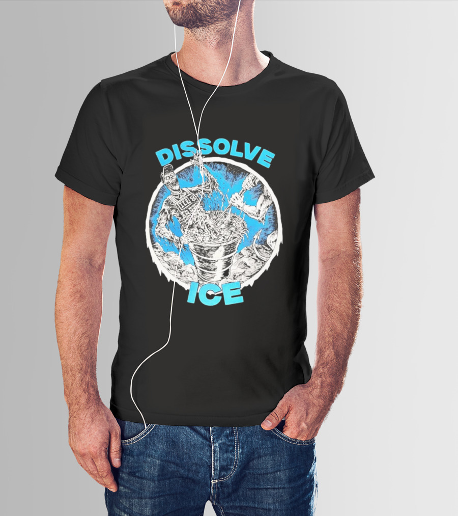 Dissolve ICE Abolish ICE Skeleton Melting In Cauldron With Ghostly Figure T-Shirt