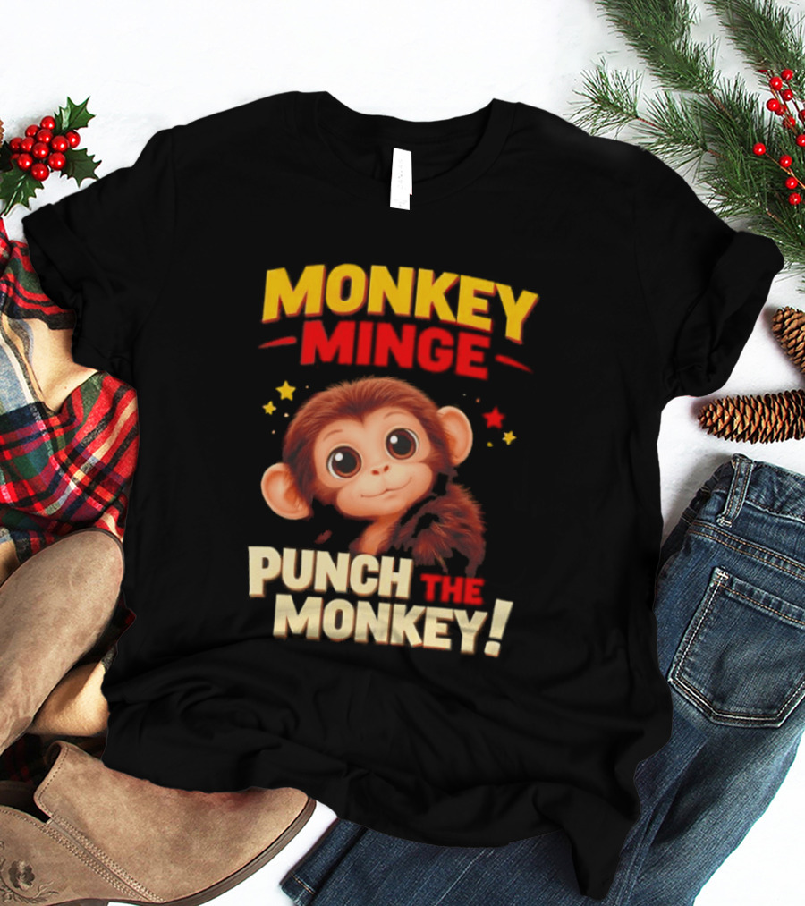 Monkey Minge Punch That Monkey Cute Cartoon Monkey T-Shirt