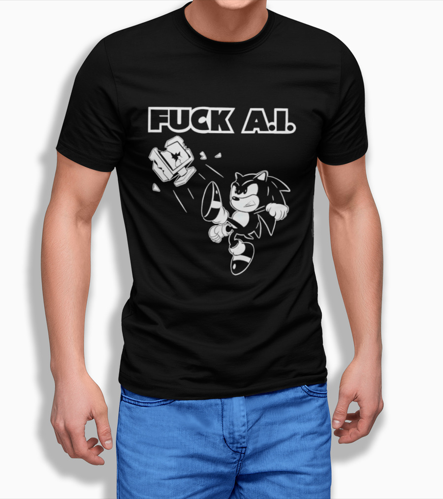 F*ck AI Hedgehog Kick Anti AI T-Shirt