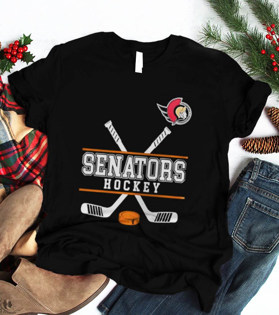 Ottawa Senators Hockey NHL Crossed Sticks T-Shirt