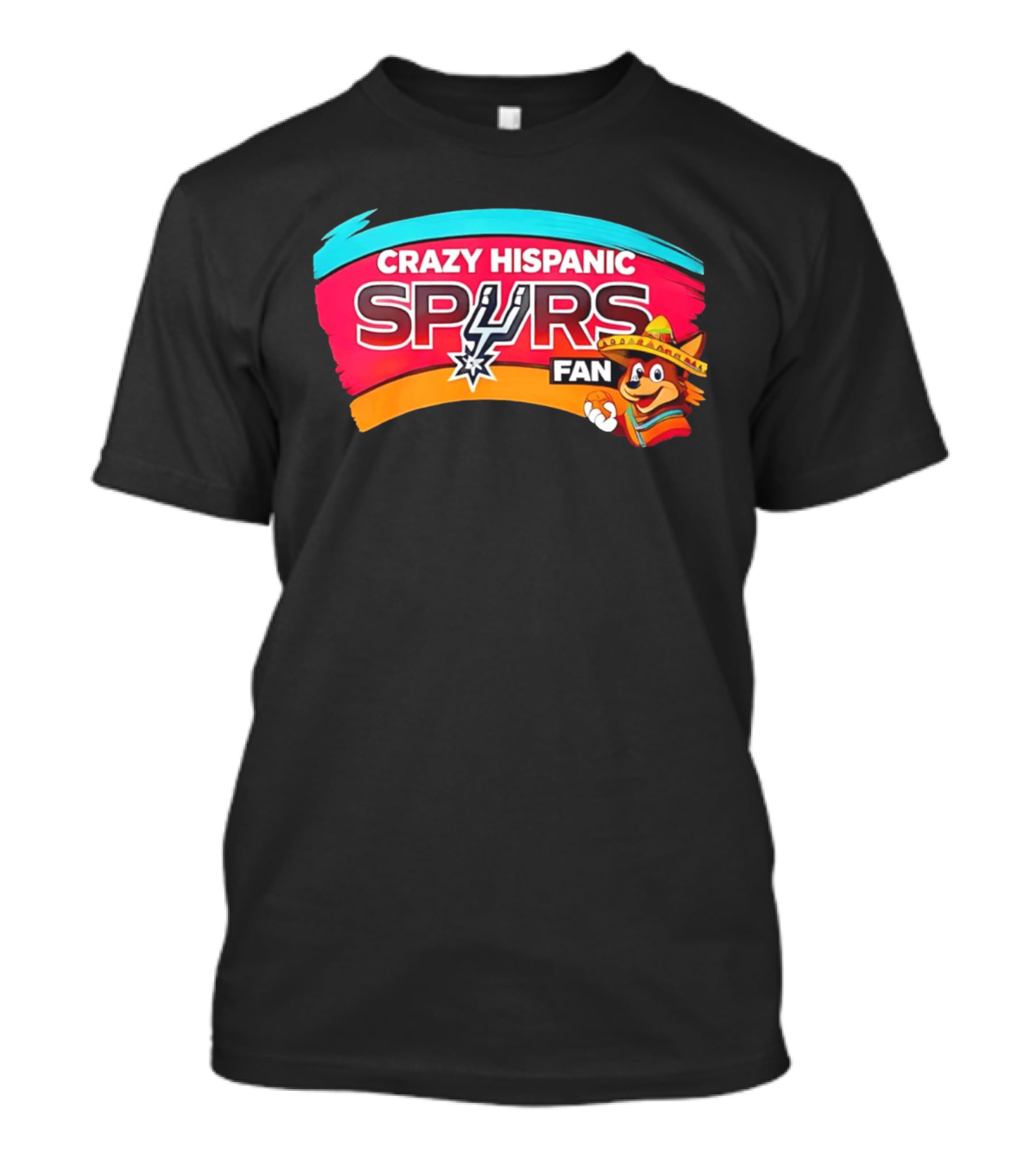 Crazy Hispanic San Antonio Spurs Fan Cartoon T-Shirt
