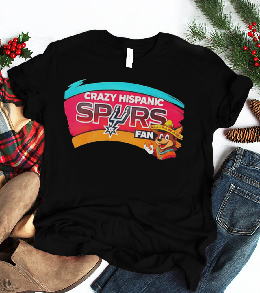 Crazy Hispanic San Antonio Spurs Fan Cartoon T-Shirt