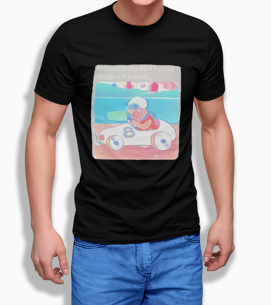 Indianrockolis 500 Legend Goggles Paesano Racing Car Number 8 T-Shirt