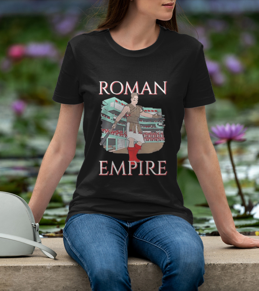 Roman Empire Baseball Field Cartoon Player In Ancient Gladiator Outfit T-Shirt