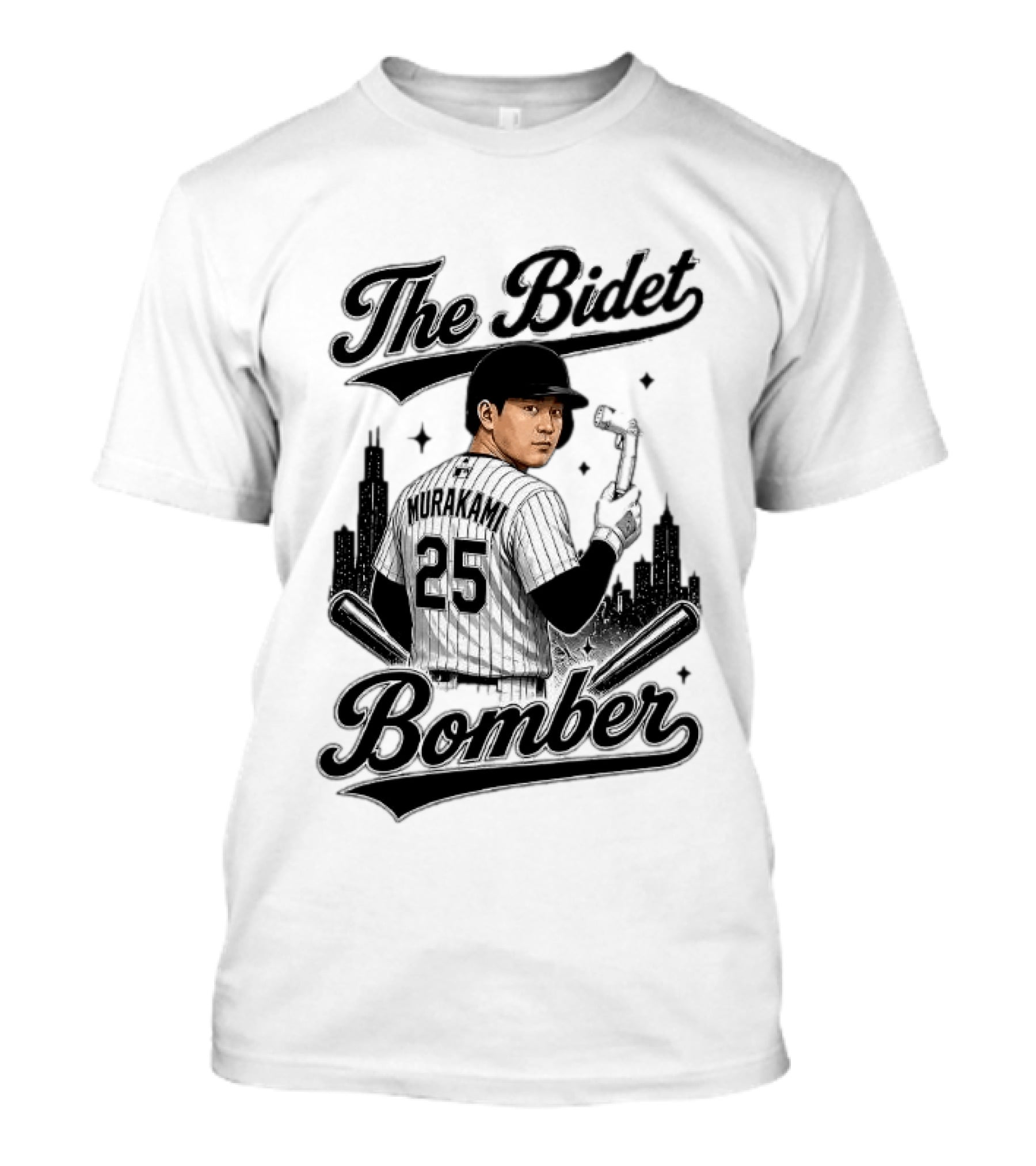 Murakami The Bidet Bomber 25 Baseball City Skyline T-Shirt