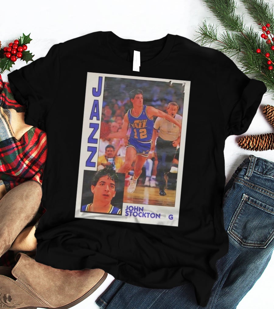 John Stockton Utah Jazz 1992 Basketball Card Vintage NBA Memorabilia T-Shirt