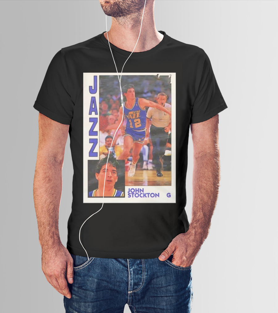 John Stockton Utah Jazz 1992 Basketball Card Vintage NBA Memorabilia T-Shirt