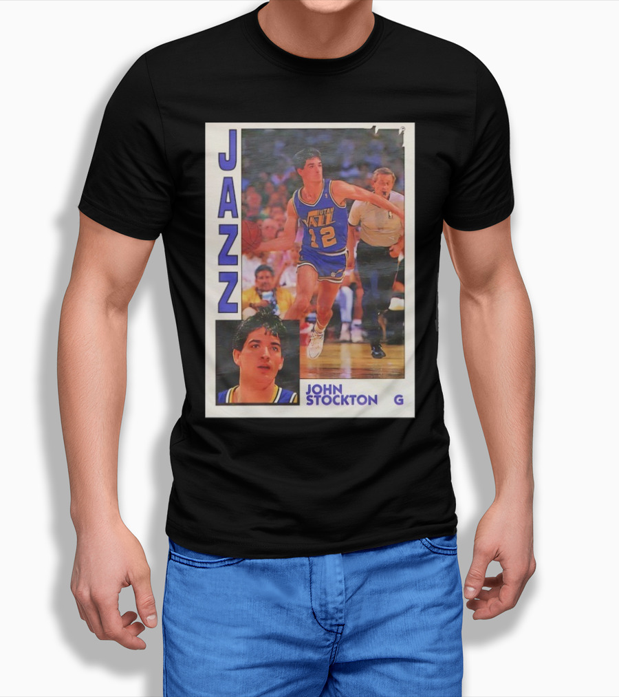 John Stockton Utah Jazz 1992 Basketball Card Vintage NBA Memorabilia T-Shirt