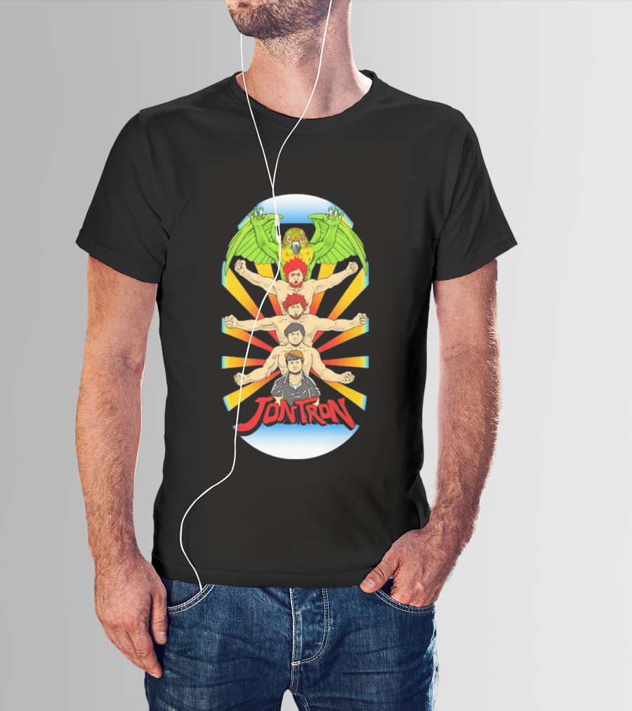 JonTron Characters Cartoon With Green Parrot T-Shirt