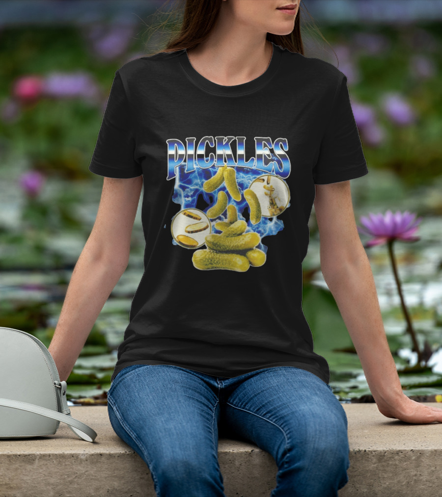 Thunder Pickles Crunch Power Electric Blue Lightning Pickles T-Shirt