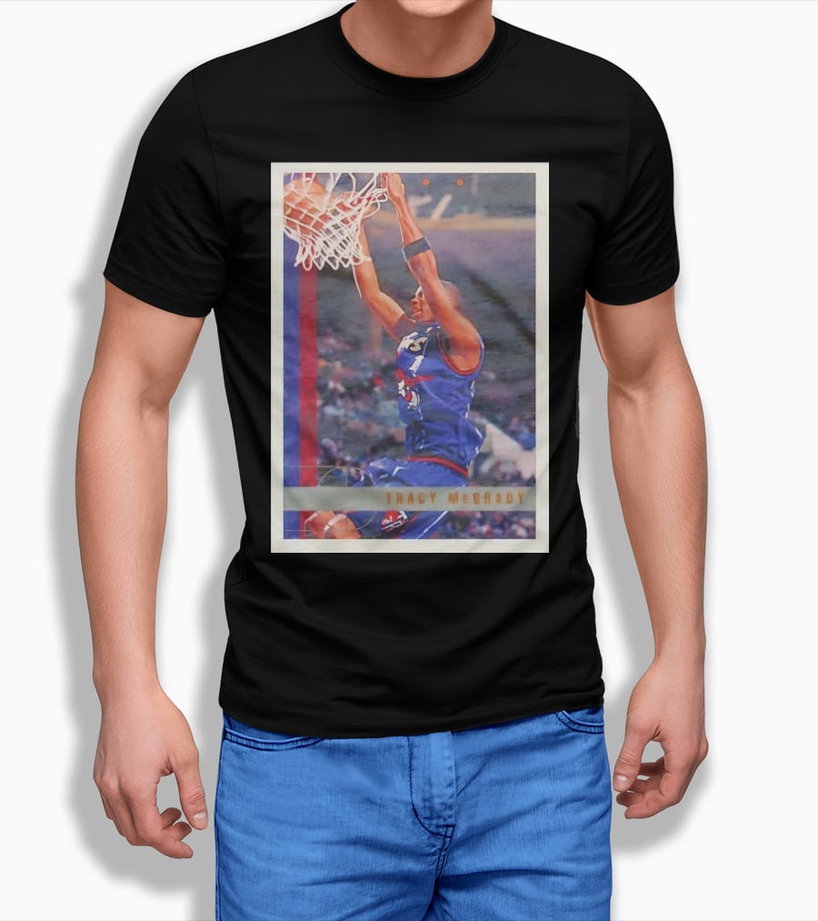 Tracy McGrady Toronto Raptors 1996 Basketball Card Dunk Slam T-Shirt
