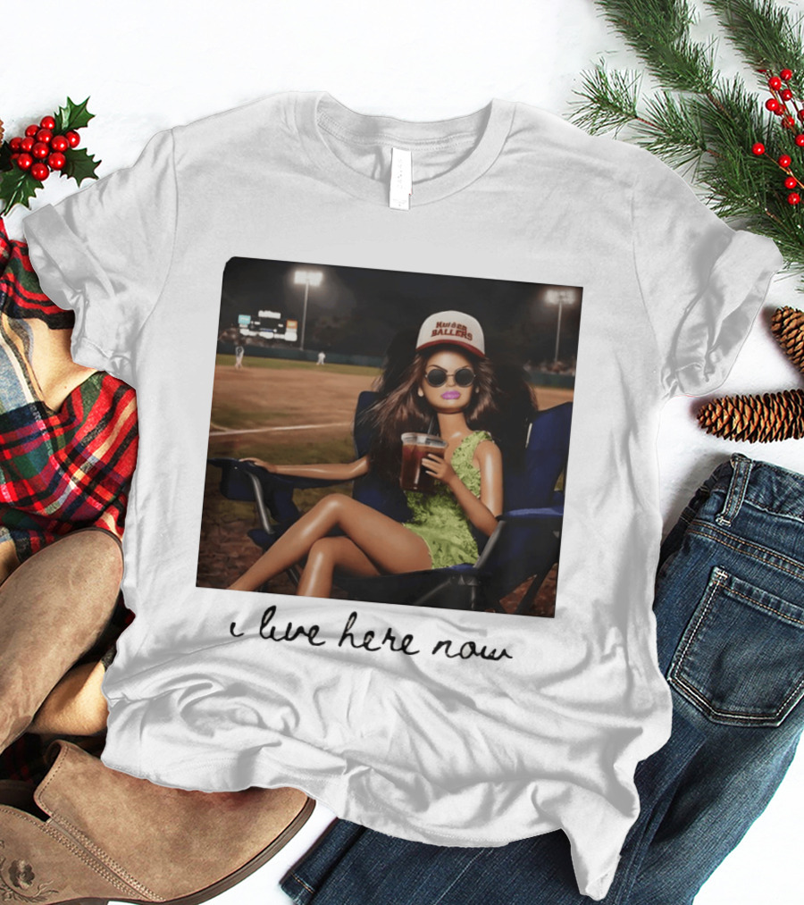Barbie Doll Baseball Mom Kansas Ballers I Live Here Now T-Shirt