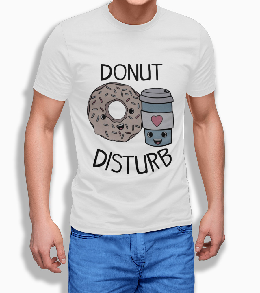 Donut Disturb Cute Coffee And Pastry Cartoon Expression T-Shirt