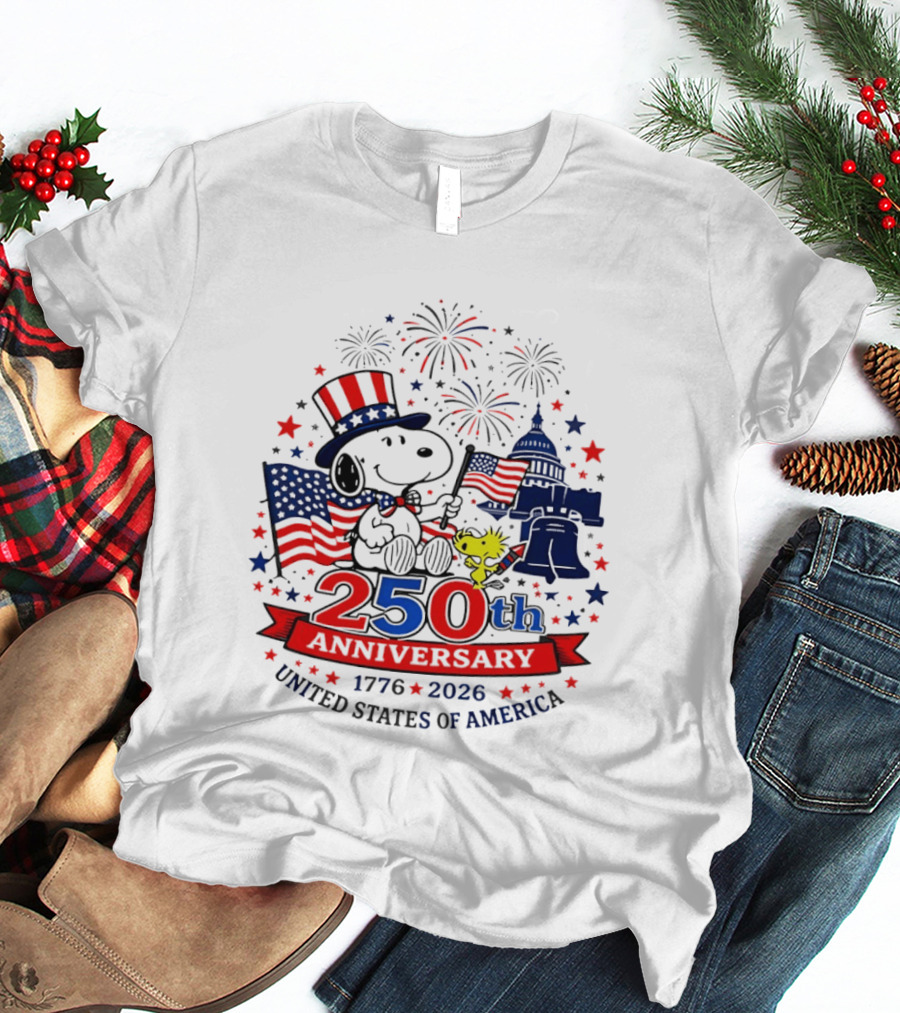 Snoopy 250th Anniversary 1776 2026 Patriotic Celebration United States Of America T-Shirt