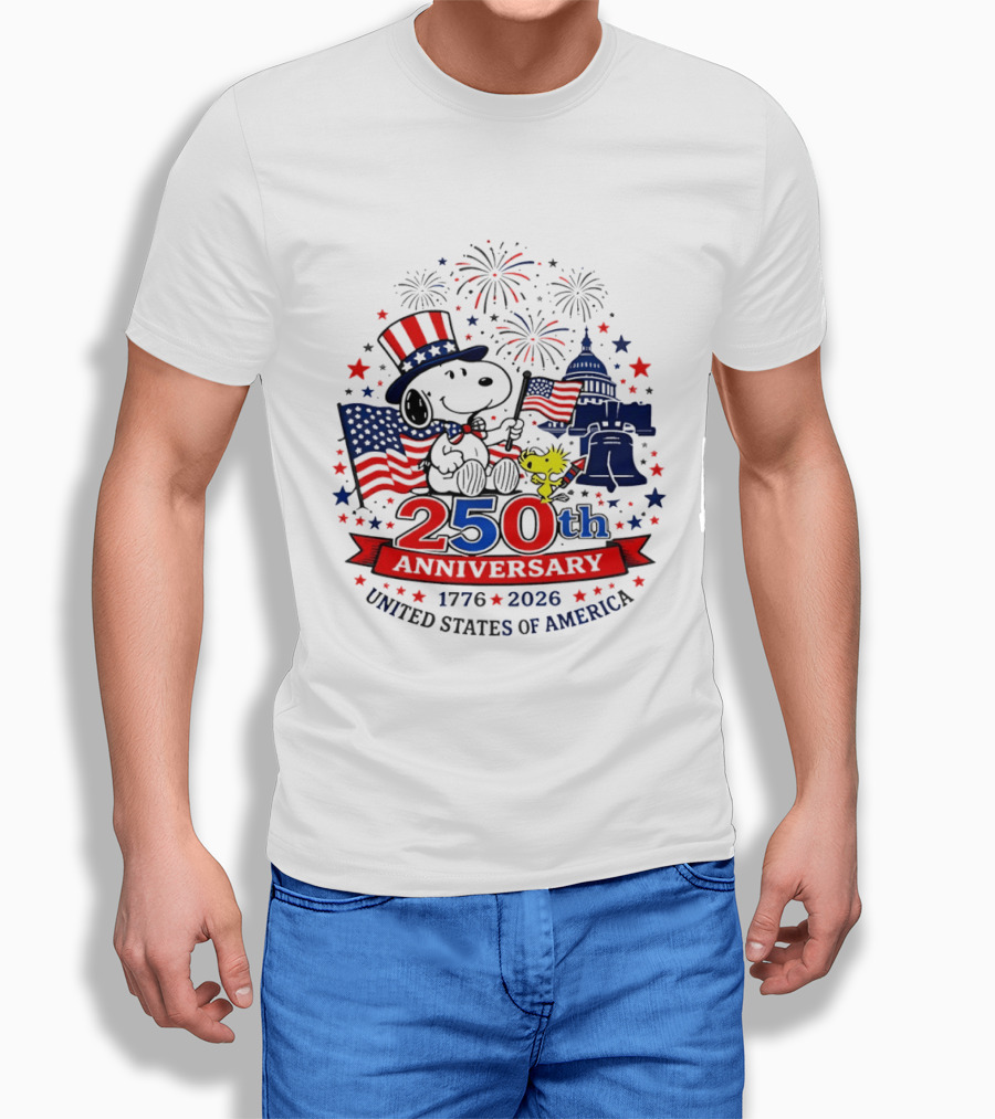 Snoopy 250th Anniversary 1776 2026 Patriotic Celebration United States Of America T-Shirt