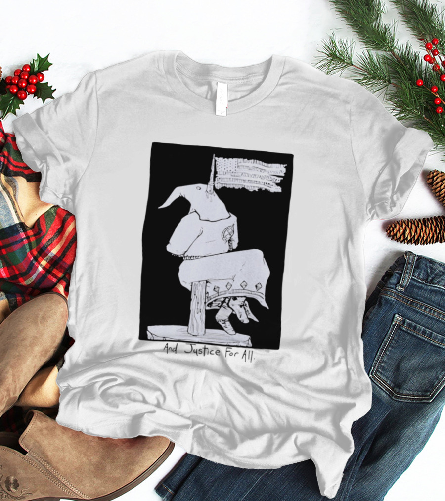 Anti Ku Klux Klan And Justice For All Hanging Effigy With Flag T-Shirt