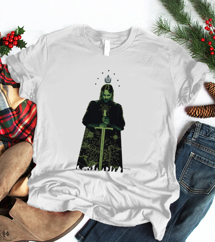 The Lord Of The Rings Aragorn Sword Map Middle Earth King T-Shirt