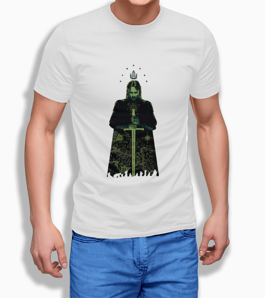 The Lord Of The Rings Aragorn Sword Map Middle Earth King T-Shirt