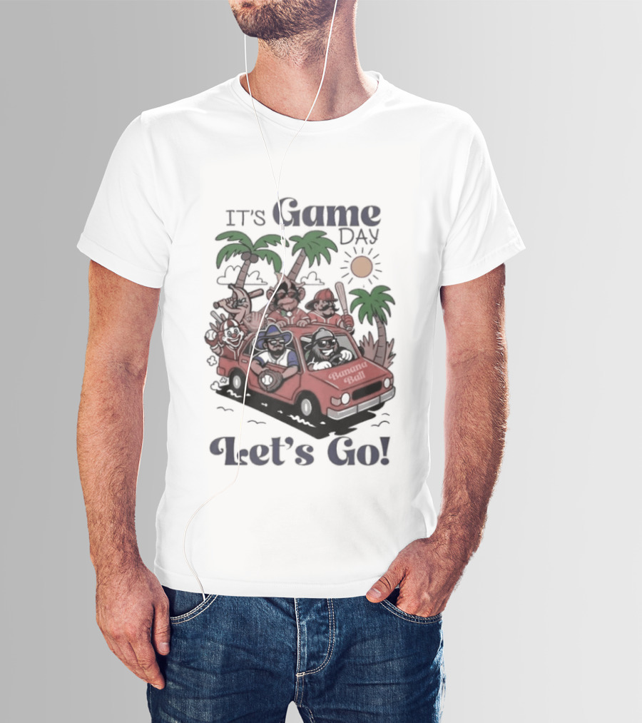 It's Game Day Let's Go Banana Ball Van And Palm Trees Adventure T-Shirt