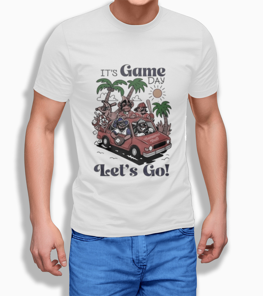 It's Game Day Let's Go Banana Ball Van And Palm Trees Adventure T-Shirt