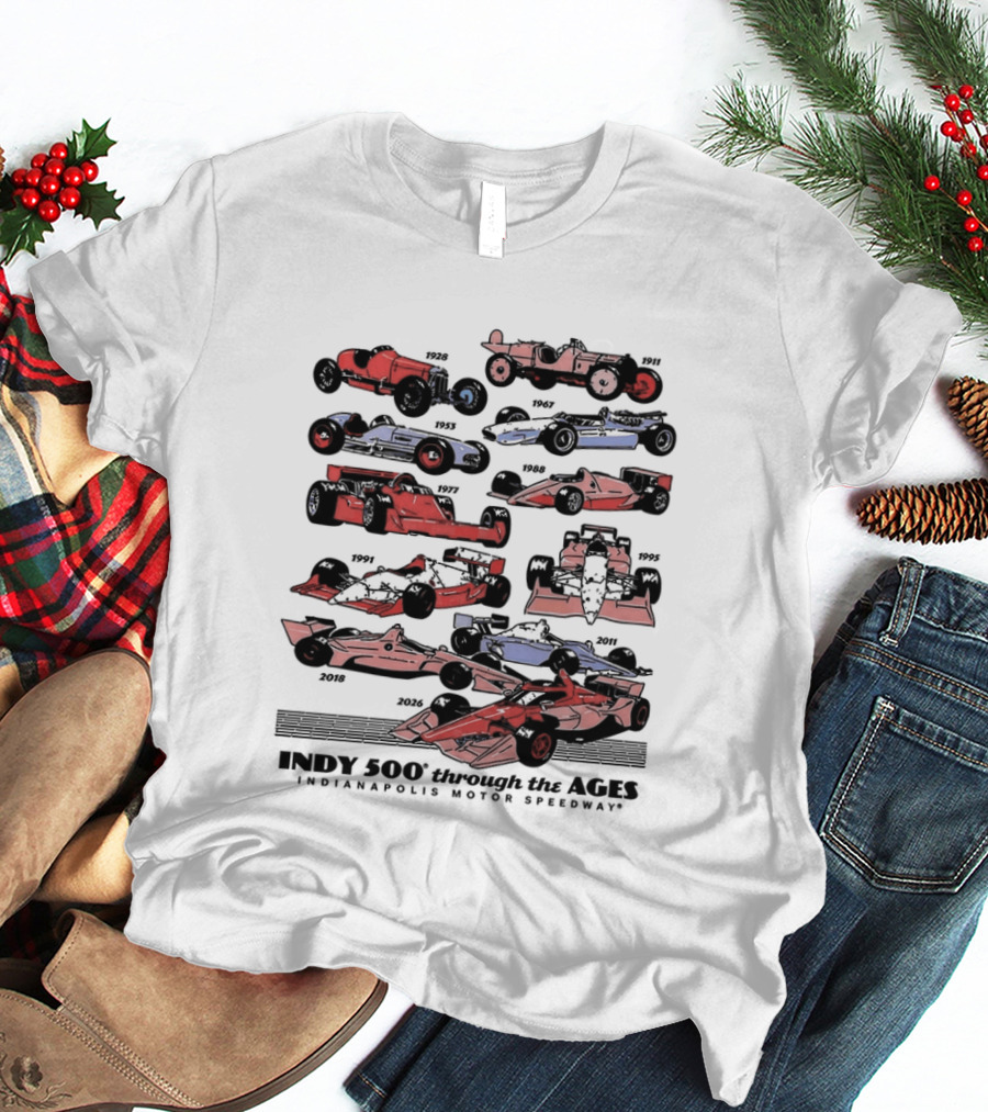 Indy 500 Through The Ages 2026 Racing Cars Evolution T-Shirt