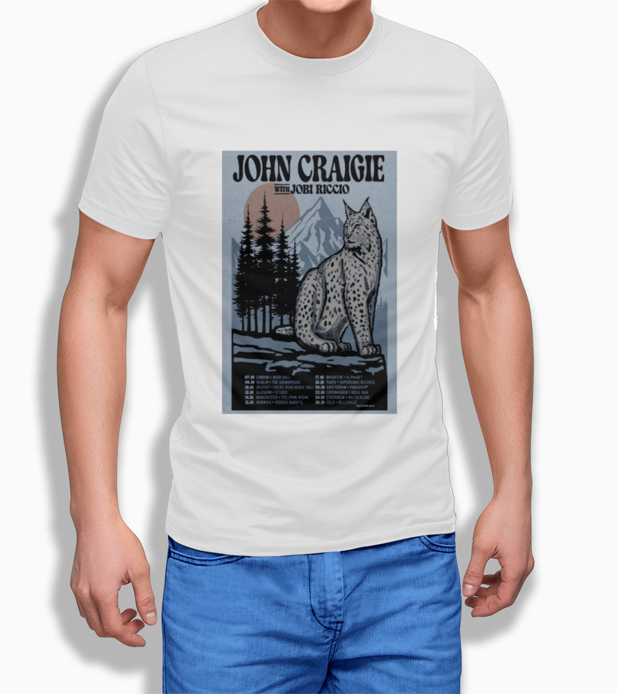 John Craigie With Jobi Riccio Tour 2026 Europe Concert Dates Lynx Mountain Forest T-Shirt