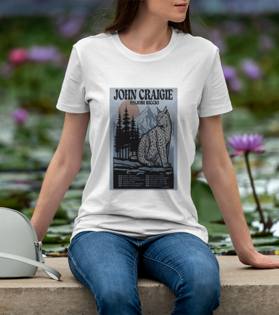 John Craigie With Jobi Riccio Tour 2026 Europe Concert Dates Lynx Mountain Forest T-Shirt