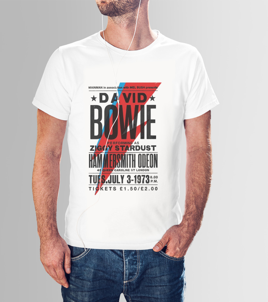 David Bowie Performing As Ziggy Stardust Hammersmith Odeon London July 3 1973 T-Shirt