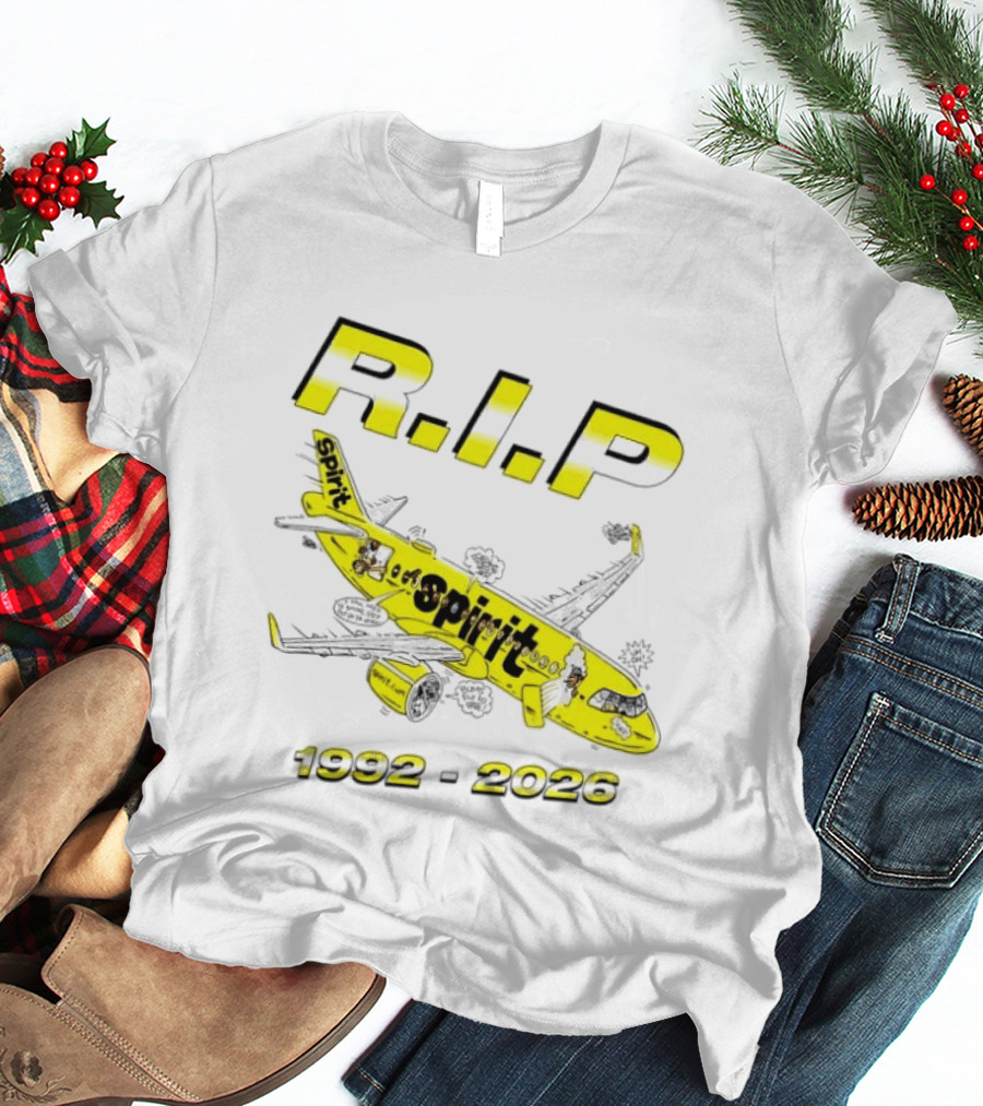 RIP Spirit Airlines 1992 2026 Yellow Plane Cartoon T-Shirt