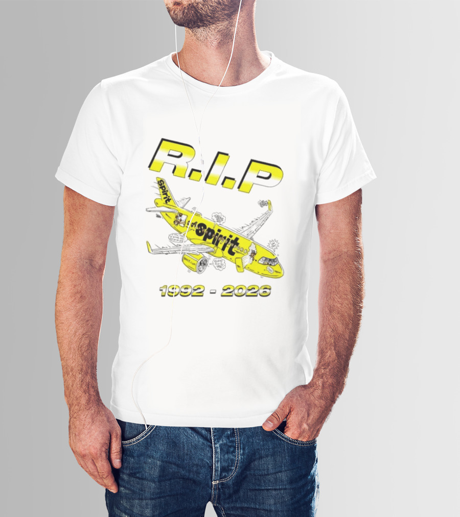 RIP Spirit Airlines 1992 2026 Yellow Plane Cartoon T-Shirt
