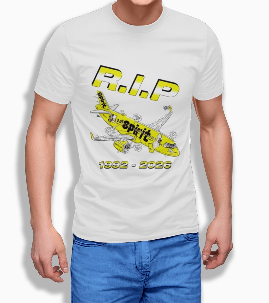RIP Spirit Airlines 1992 2026 Yellow Plane Cartoon T-Shirt