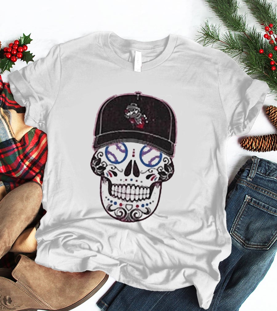 Rocket City Trash Pandas Sugar Skull Hat Baseball T-Shirt