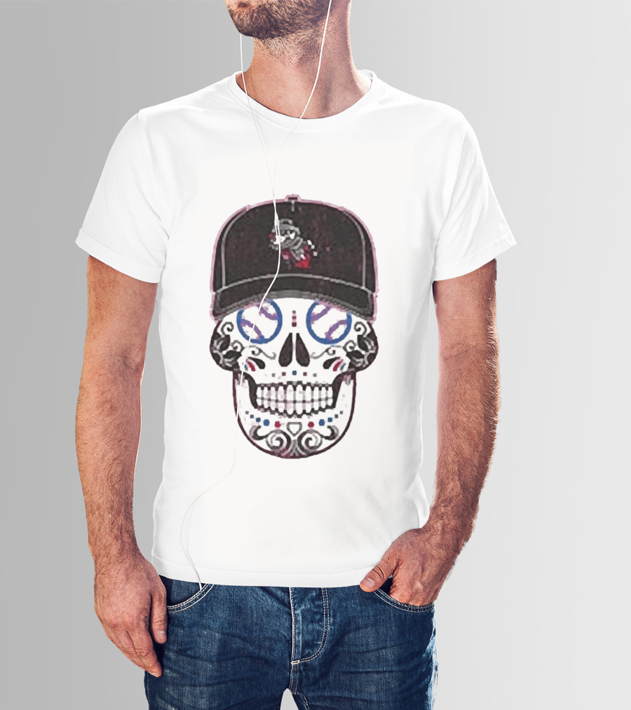 Rocket City Trash Pandas Sugar Skull Hat Baseball T-Shirt
