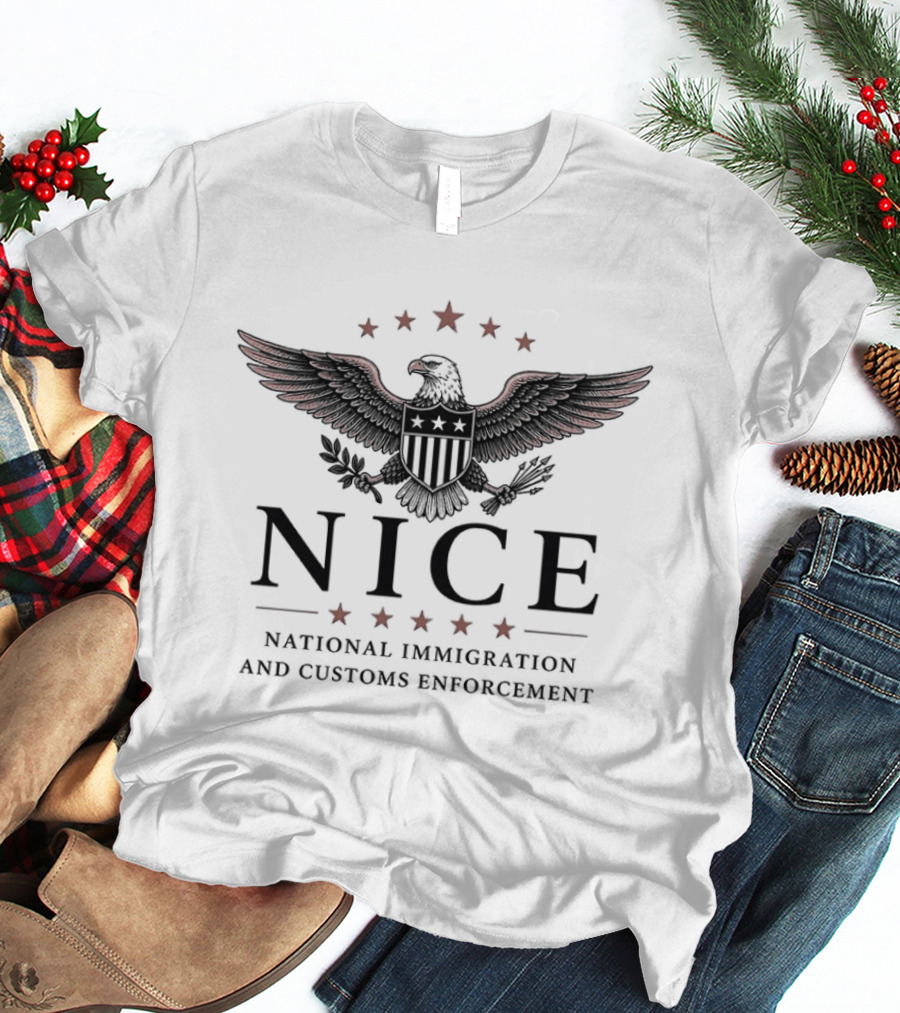 NICE National Immigration And Customs Enforcement Patriotic Eagle T-Shirt