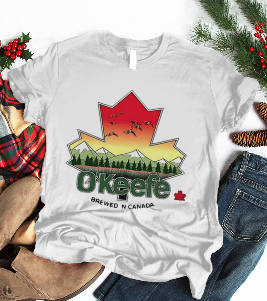 O'Keefe Brewed In Canada Maple Leaf Mountains And Geese T-Shirt